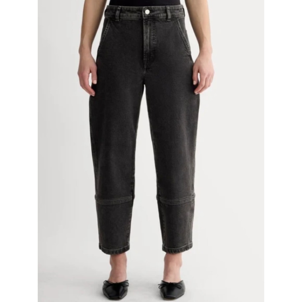 Everlane Barrel Jeans Faded Black Organic Cotton Denim High Rise Tapered Utility